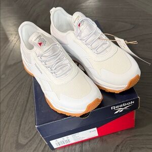 Reebok Kid’s White and Tan Tennis Sneakers